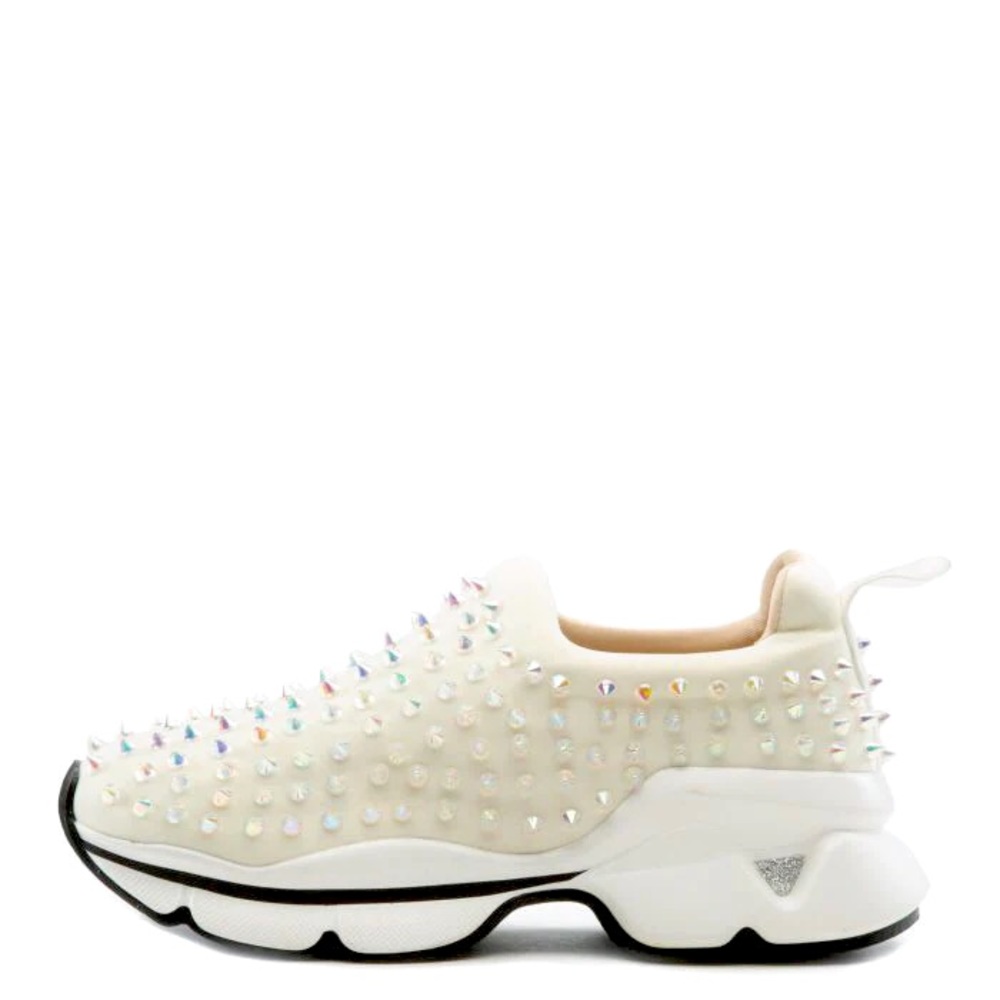 White Spiked Pull On Flat Retro Sock Fashion Sneakers